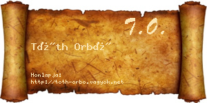 Tóth Orbó névjegykártya